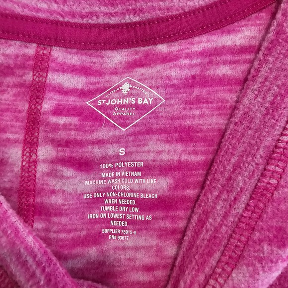 St. John's Bay Pink Heathered fleece V Neck Pullover Small - Picture 2 of 5